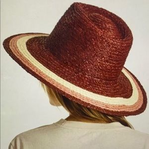 Brixton red and tan Straw Hat wise brim floppy hat